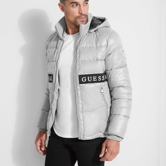 GUESS Challenger Logo Tape Puffer Jacket SZ XL